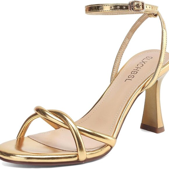 Women's Open Toe Strappy Heels 3 Inch Block Chunky Heel Adjustable Fit - Picture 1 of 7